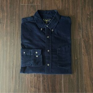 Club Room Navy Corduroy Casual Button Down Shirt